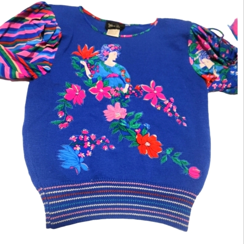 Vintage Diane Fres "Persephone's Trip" Wool Blend Patterned Top SZ  S / M RARE - Picture 6 of 14